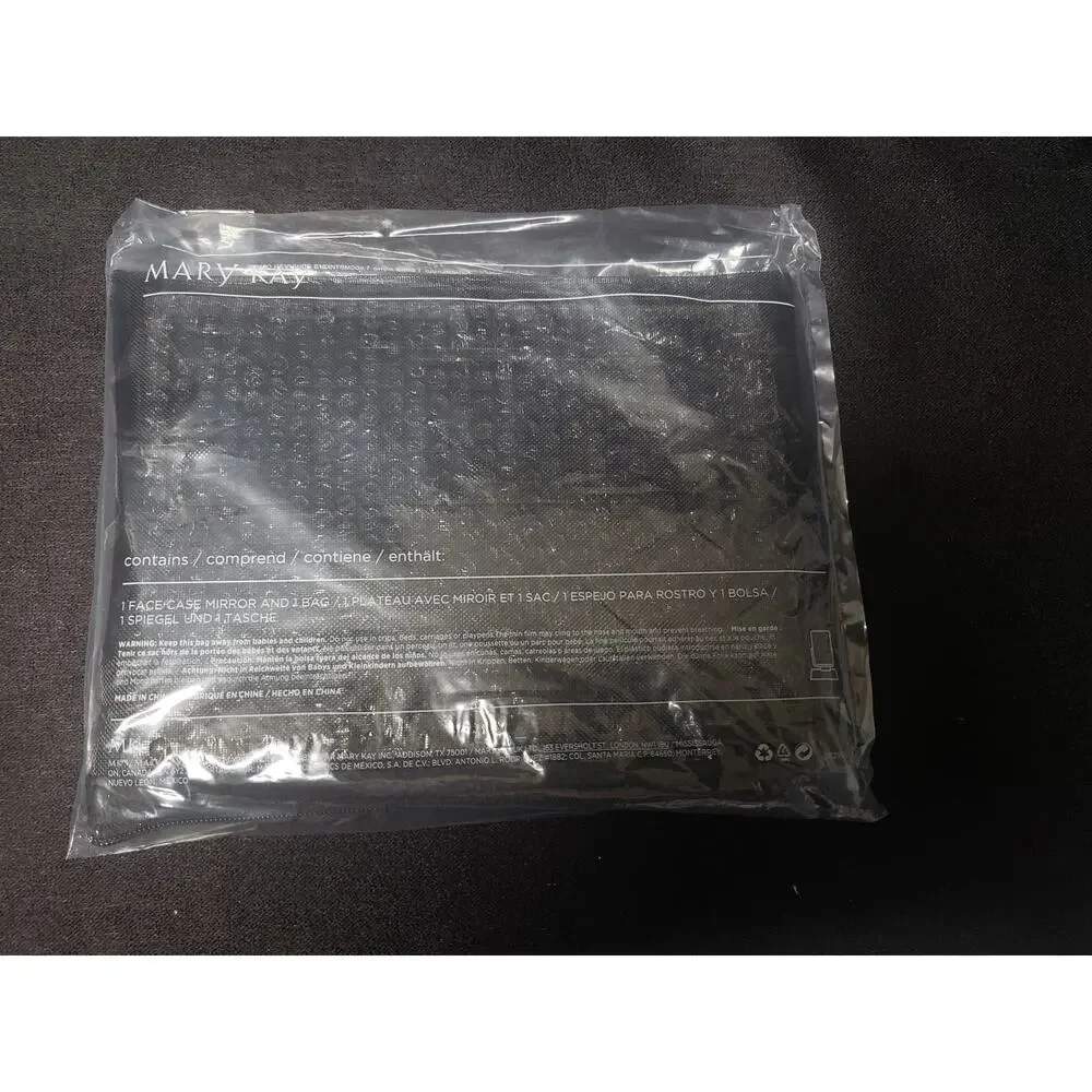 Mary Kay Portable Black Travel Makeup Pop Up Mirror & Zip Mesh Bag Set of 2 NEW